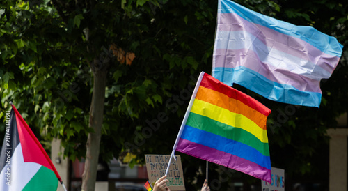 Obraz na plátně pride with rainbow flag - symbol of love and tolerance