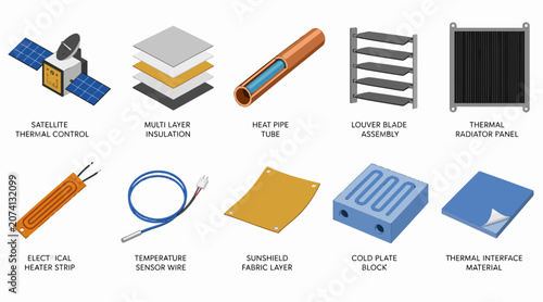 Schilderij op canvas Collection of industrial materials and components illustration.