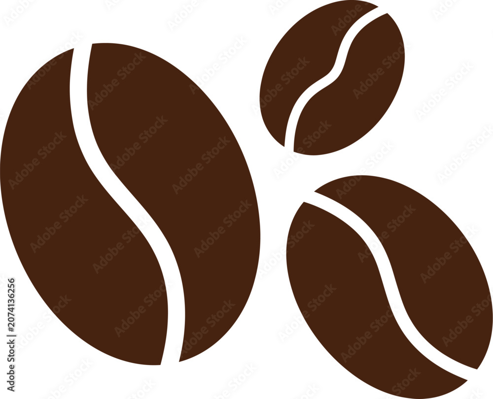 Obraz premium Roasted coffee beans, brown coffee seed icons, cafe logo vector eps