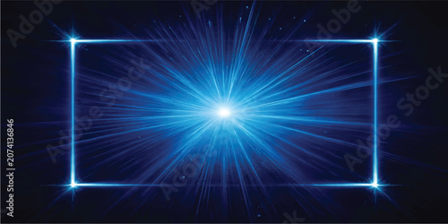 Foto Intense light burst with high speed blue motion streaks science fiction explosio