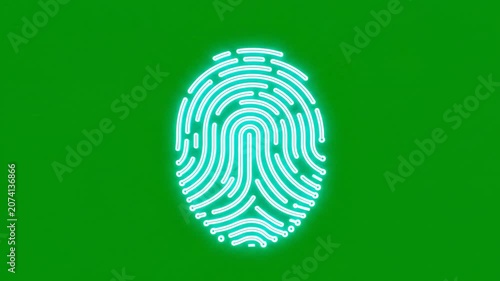 Digital Fingerprint Scanning Animation with Cyber Security Technology Elements on a Green Screen Background Overlay