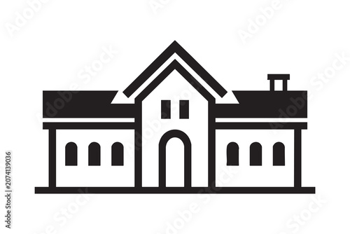 Minimalist Vector Building Icon: Professional Black and White Architectural Design