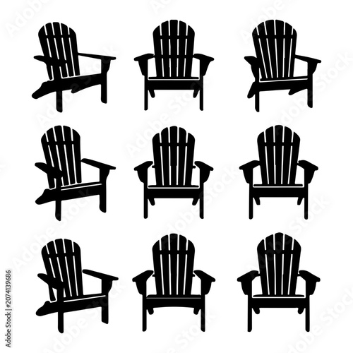 Adirondack Chair Silhouette Icons – Classic Outdoor Furniture Vector Bundle
