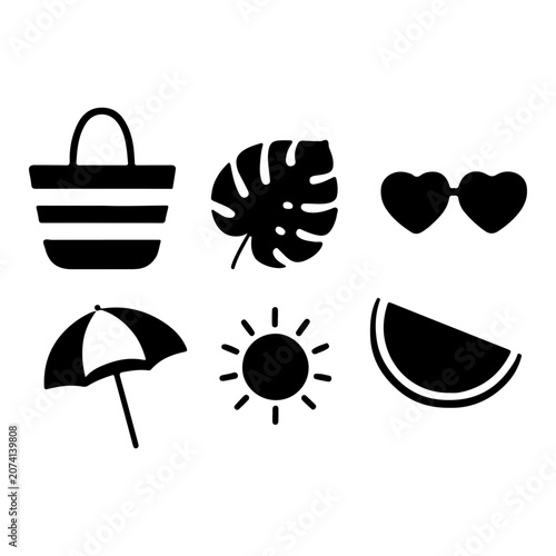Summer and vacation icon set