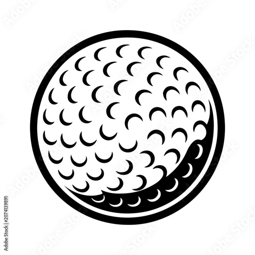 Vector Golf Ball - Black and White Isolated Icon
