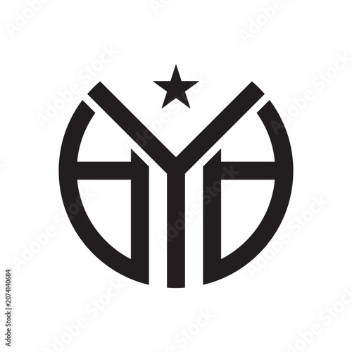 Abstract circular logo design with geometric elements and a small star symbol