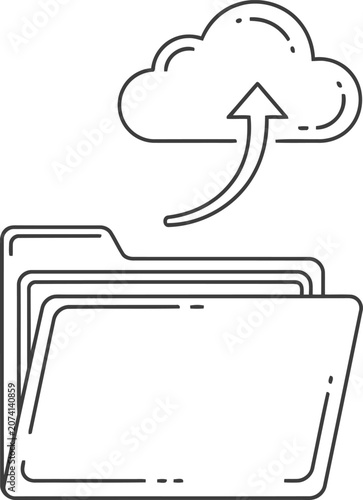 Folder upload icon, cloud storage data transfer vector illustration