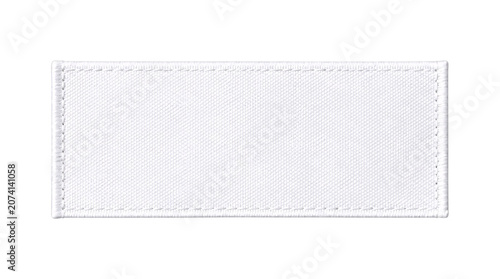 Blank white woven fabric label isolated on transparent background