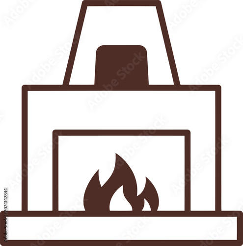 Minimalist fireplace icon with burning flames