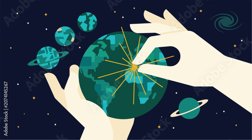 Tableau sur toile Surreal Cosmic Creator Figure Sculpting and Shaping Planets Like an Artist — Fla