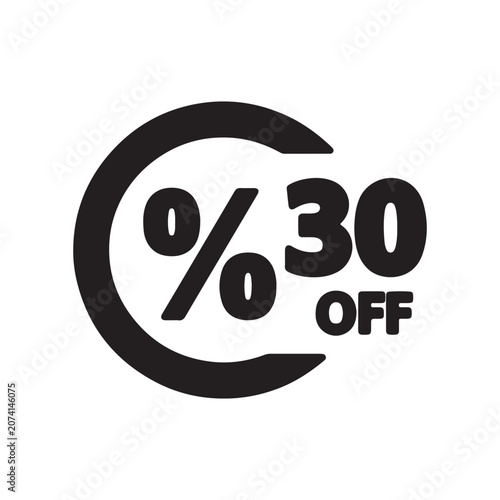 Thirty percent off discount sales promotion symbol with discount promotion reduction shopping marketing business commercial economical consumer advertisement campaign percentage minimalist