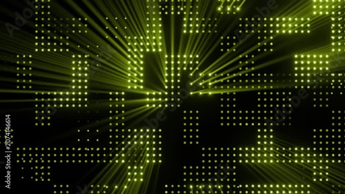 Neon Grid Light Display with Radiating Effect - Microstock Video - An intricate neon grid light display, characterized