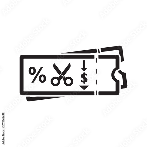 Discount coupon voucher icon with scissors and dollar sign discount shopping promotion scissors marketing business commerce internet illustration transaction purchasing reduction campaign