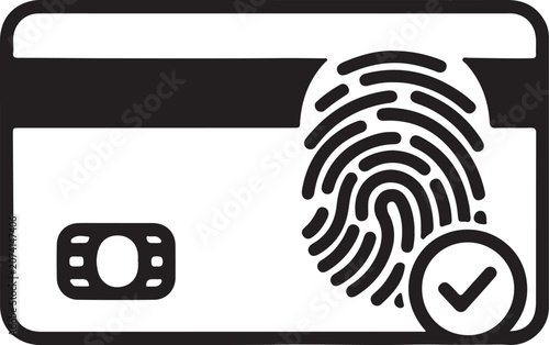 Secure credit card payment authorization icon with fingerprint biometric verification symbol e commerce fingerprint security biometric verification authorization identity authentication