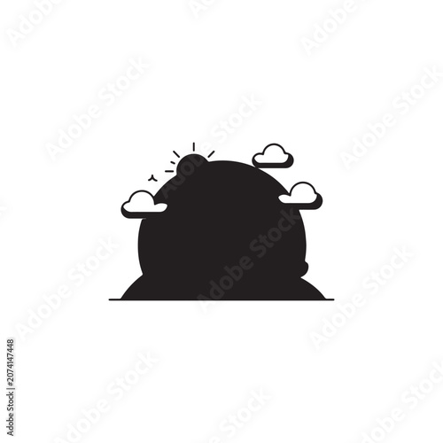 Minimalist sunrise landscape icon representing new beginning morning time or weather forecast concept with landscape beginning daylight atmosphere outdoors minimalist environmental meteorology