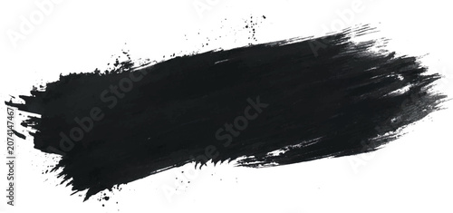 Photos Textured black paint brush stroke on white paper with hand painted ink wash ink