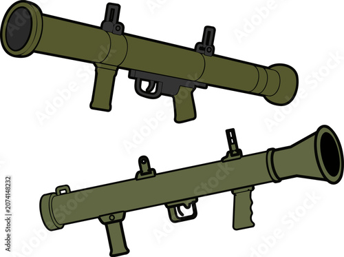 Classic bazooka rocket launcher military weapon vector illustration