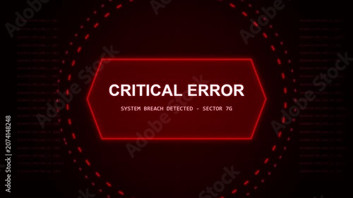 Critical Error System Breach Warning on Digital Data Interface Screen