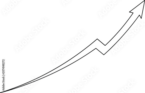 Simple line art arrow pointing upwards showing growth trend increase or progress in data metrics