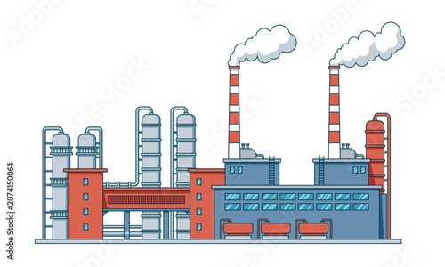 Industrial factory illustration for manufacturing, engineering, and business design projects