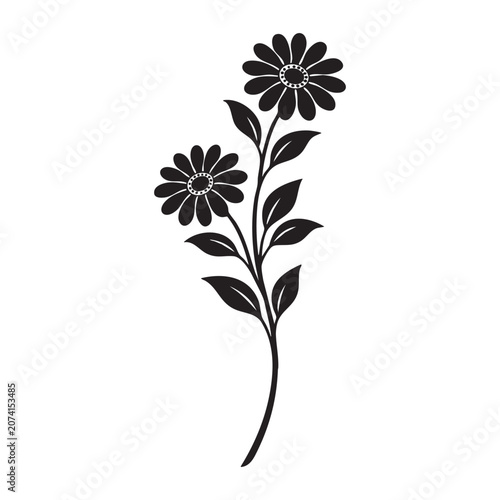 Minimalist Black Floral Branch Vector Illustration