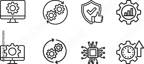 Canvastavla Black line icons business analytics and data visualization tools