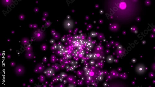 Glowing magenta white particles, elegant abstract motion background effect