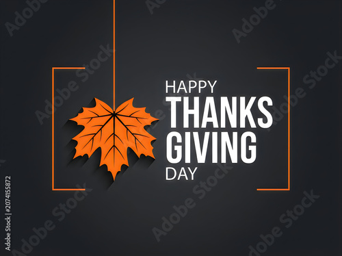 Vibrant autumnal leaf graphic design celebrating gratitude with bold typography Happy Thanksgiving Giving Day festive composition