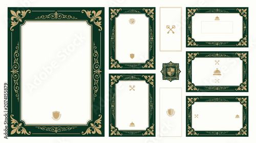 Elegant Vintage Frames & Borders with Ornate Flourishes and Crests