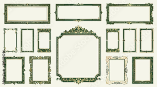 Ornate Rectangle Frames Collection, Decorative Vintage Borders, Elegant Designs