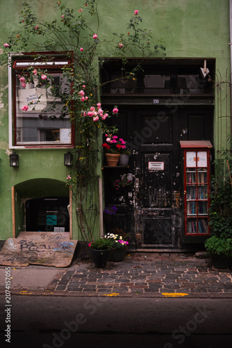 Green clutter focused house front