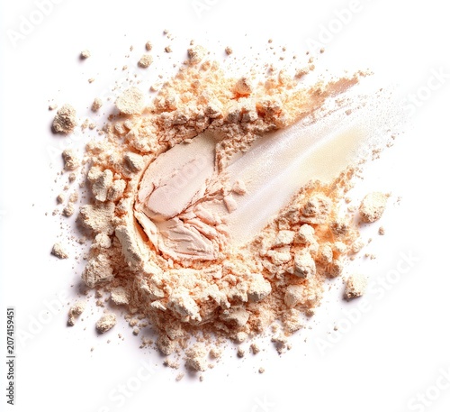Beige powder crumble and smear on white