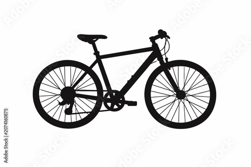 Bicycle, bike, cycling, transport, vehicle, black, silhouette, icon, vector isolated on White Background Silhouette