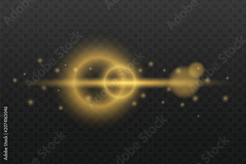 Abstract Golden Orbit Light Effect with Sparkling Particles. Premium Luxury Glow Overlay for Branding, Web Graphics, Packaging and Presentations