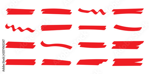 Hand-drawn vector set of underlines and highlights illustrated in a playful sketchy outline style. Redacted text censorship bars and rough ink line dividers. Vector texture strikethrough pack. 