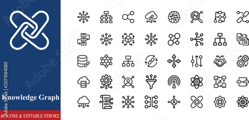 Принти на полотні Knowledge Graph Monoline Icon Set