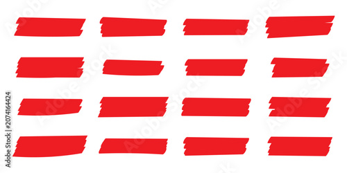 Foto Various red marker pen strokes with different length and thickness hand drawn set