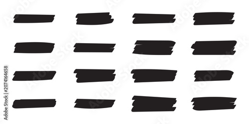 Highlight marker lines. Marker black strokes. Hand drawn marker strokes. Underline brush or pen line for text, scribble permanent markers neoteric vector elements. Eps10.