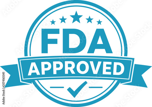 Fda approved badge with checkmark and stars