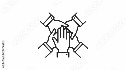 Four hands stacked in a circle center
