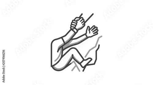 Hands grasping rope to pull someone up cliff.