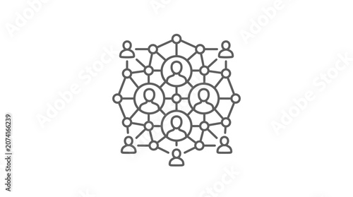 Interconnected people network line icon.
