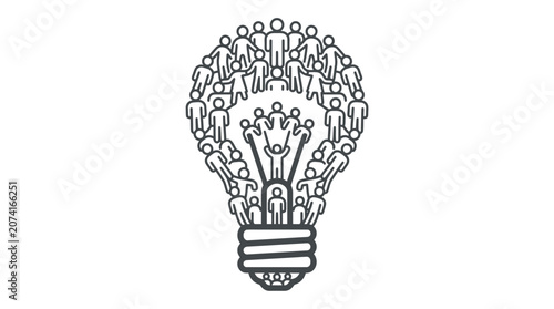 Human figures forming a lightbulb shape