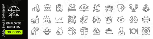 Konstfotografi Employee benefits Web Icon Set in Linear Style