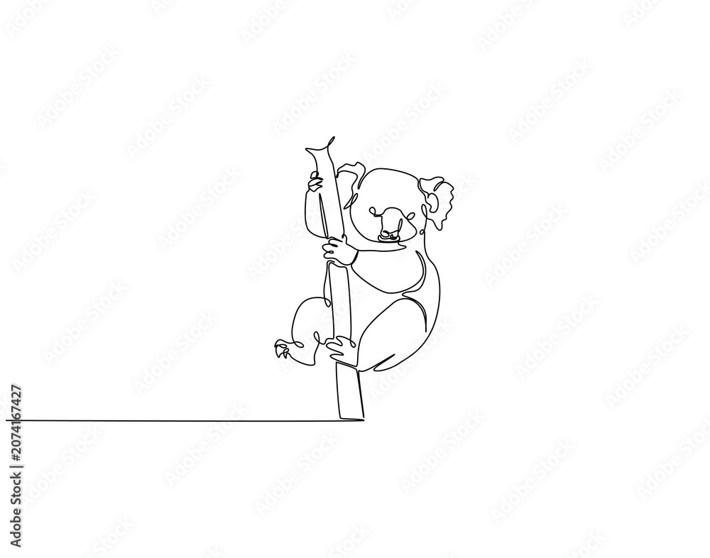 Εκτύπωση καμβά Continuous line drawing of koala