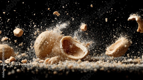 Peanuts exploding in mid-air