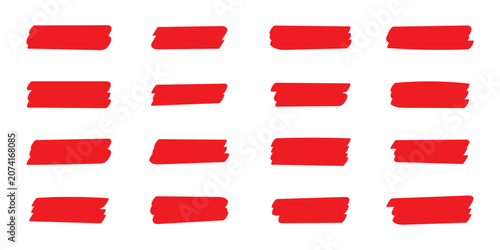 Konstfotografi Various red marker pen strokes with different length and thickness hand drawn set