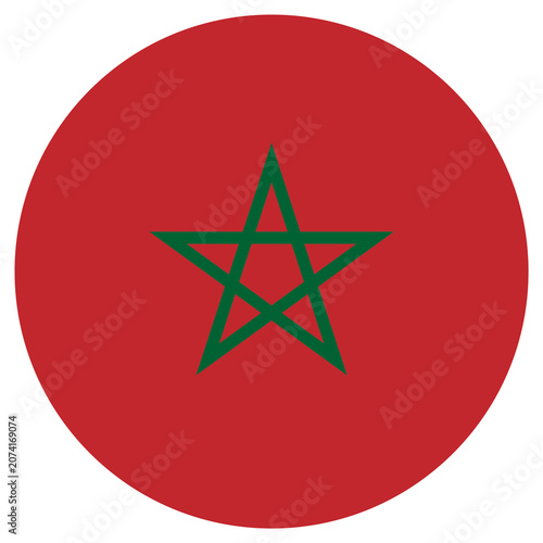 Foto National flag of Morocco circular button PNG, showcasing the flag with its iconic green pentagram