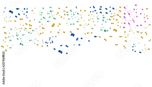 Falling colorful confetti isolated on transparent background