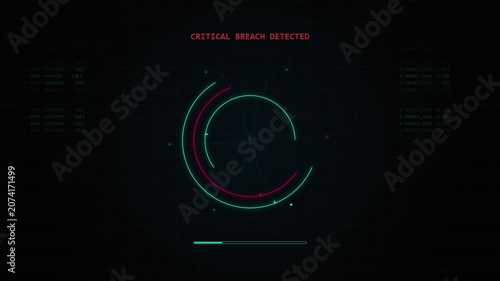 Digital cyber security interface showing a critical data breach alert